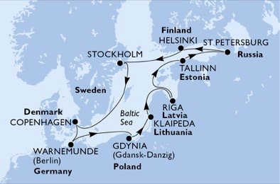 11 Noches por Alemania, Polonia, Lituania, Letonia, Estonia, Rusia, Finlandia, Suecia, Dinamarca a bordo del MSC Poesia