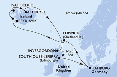 12 Noches por Alemania, Francia, Islandia a bordo del MSC Preziosa