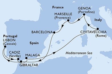 10 Noches por Italia, Francia, España, Gibraltar, Portugal a bordo del MSC Magnifica