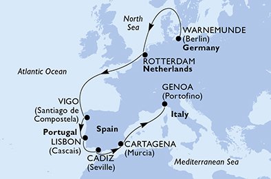 10 Noches por Alemania, Holanda, España, Portugal, Italia a bordo del MSC Poesia