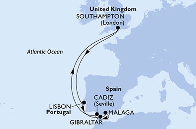 Visiting: Lisbon, Gibraltar, Malaga, Cadiz