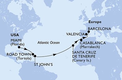 Visiting: Road Town, St. John's, Santa Cruz de Tenerife,...