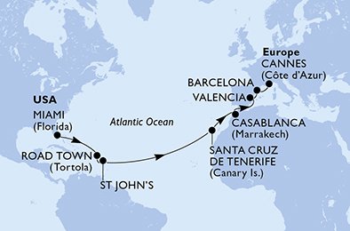 Visiting: Road Town, St. John's, Santa Cruz de Tenerife,...