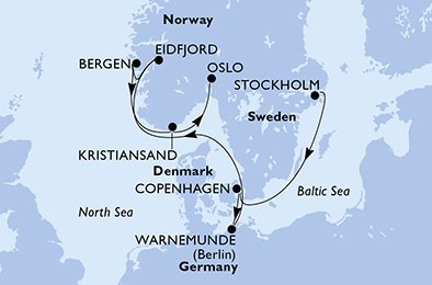 Visiting: Copenhagen, WarnemÃ¼nde, Eidfjord, Bergen, Kristiansand,...