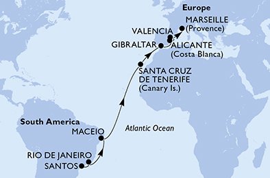 Visiting: Rio de Janeiro, Maceio, Santa Cruz de Tenerife,...