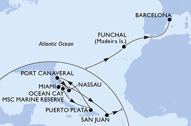 Visiting: Nassau, Ocean Cay MSC Marine Reserve, Puerto Plata,...