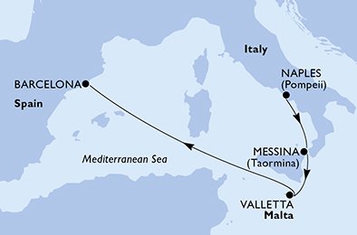 Visiting: Messina, Valletta, Barcelona