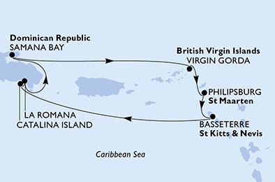 Visiting: Samana Bay, Virgin Gorda, Philipsburg, Basseterre,...