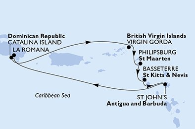 Visiting: Catalina Island, Virgin Gorda, Philipsburg, Basseterre,...