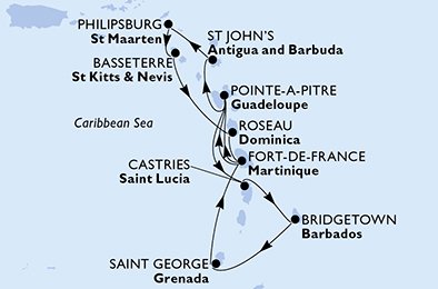 Visiting: Saint George, Fort de France, Pointe-a-Pitre, St. John's,...