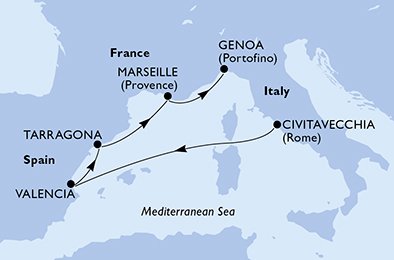 Visiting: Valencia, Tarragona, Marseille, Genoa