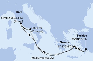 Visiting: Mykonos, Naples, Civitavecchia